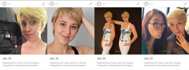 Profil 2: Jen als Blondine mit kurzen Haaren