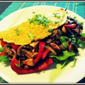 Veganes Omelette mit gedünsteten Champignons und Paprika - Schritt 4