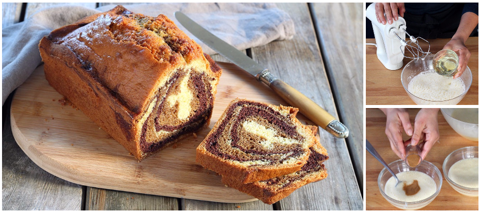 Saftiger dreifarbiger Marmorkuchen