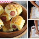 Knackige Würstchen im Teigmantel mit Ziegenfrischkäse und Sesam