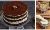 Für den Sonntagskaffee oder Familienfeiern: Spektakuläre Tiramisu-Torte mit Walnüssen und Schokolade