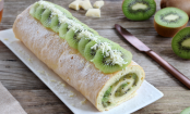 Köstlich fruchtige Kiwi-Biskuitrolle für den Sonntags Kaffeetisch