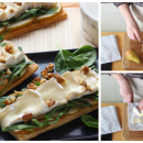 Party Häppchen für den Herbst: Crostini mit Camembert, Birne und Babyspinat