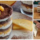 Cremig-fruchtiges Schokokuchen-Kaki-Tiramisu im Glas