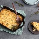 Crumble mal herzhaft: Leckerer Kartoffelcrumble mit Speck und Porree