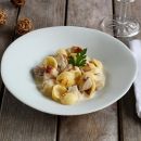 Orecchiette mit Weißwurst und Maroni in Safransauce