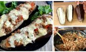 Leckere Gebackene Aubergine mit Hackfleisch vom Lamm und Fourme d'Ambert