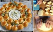 Rezept für cremigen Camembert umgeben von fluffigen Hefebällchen