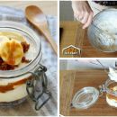 Stilvolles Dessert: CHEESECAKE ohne backen mit Banane und Karamell