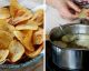 Selbst gemachte Chips mit Meersalz