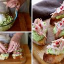 Italienische Crostinis mit Gurkencreme und Schinken