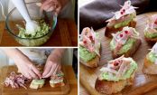 Italienische Crostinis mit Gurkencreme und Schinken