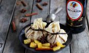Crêpes-Täschchen mit karamellisierter Ananas und Rum