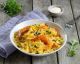 Farfalle mit cremigem Hokkaido und knackigen Gambas