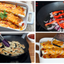 Überbackene Enchiladas mit Hühnerfleisch-Paprika-Füllung