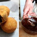 Mandelkroketten mit flüssiger Schokolade