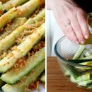Rezeptanleitung für knusprige Zucchini-Pommes mit Parmesan!