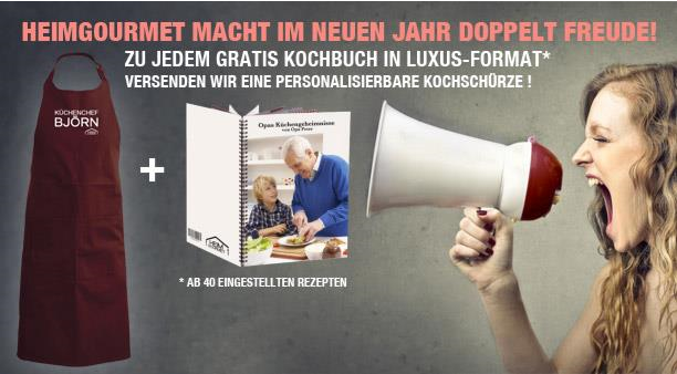 Gratis Kochbuch und Kochschürze