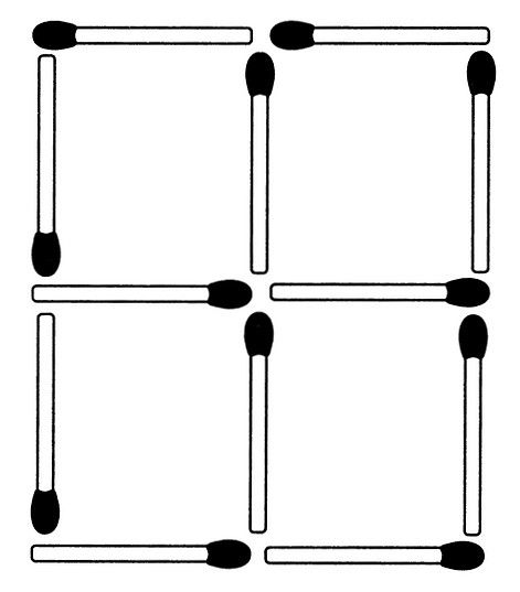 RÄTSEL des Tages: Lege 4 Streichhölzer so um, dass 10 Quadrate entstehen