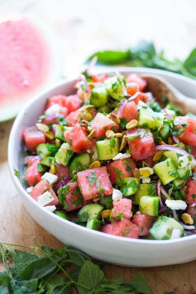 Marokkanischer Wassermelonen-Salat mit Pistazien