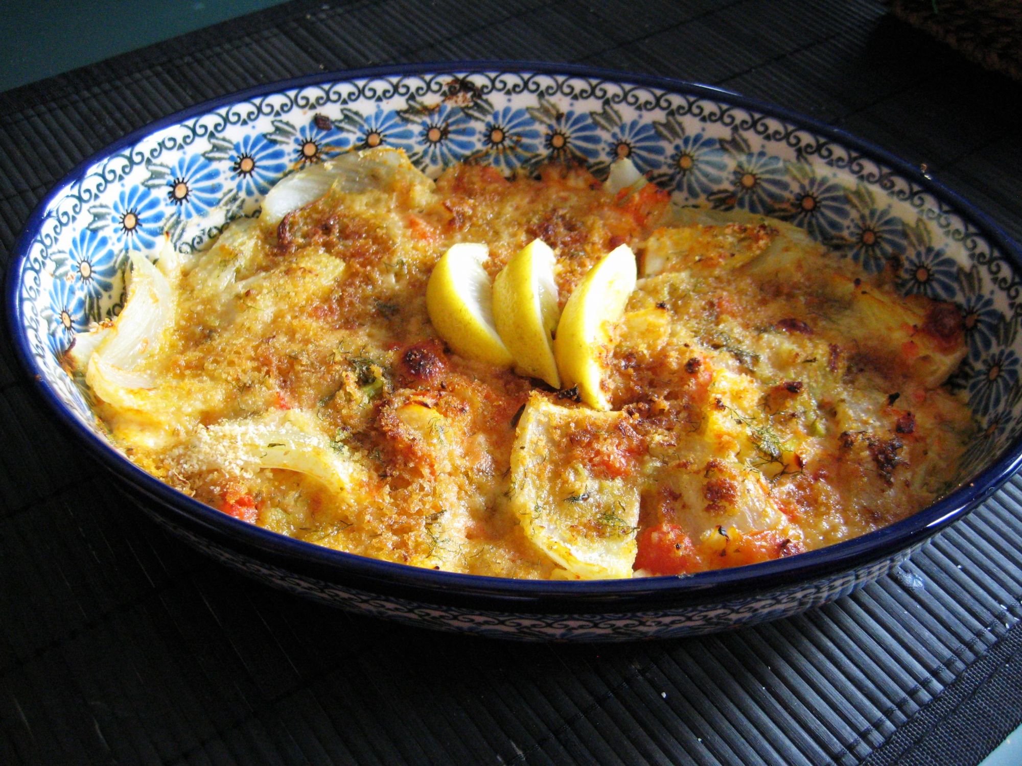 Fenchelgratin mit Tomaten und Mozzarella