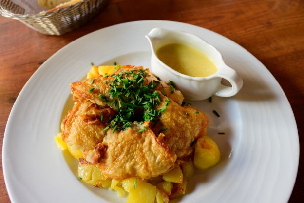 Pannfisch mit Senfsoße