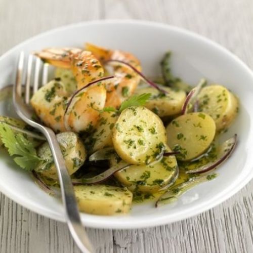 Kartoffelsalat mit garnelen