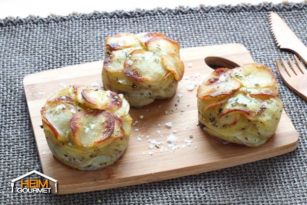 Mini Mille Feuilles: Auflauf mit zart-knusprigen Kartoffelscheiben