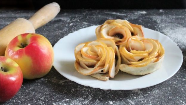 Wunderschöne Apfel-Blätterteigrosen