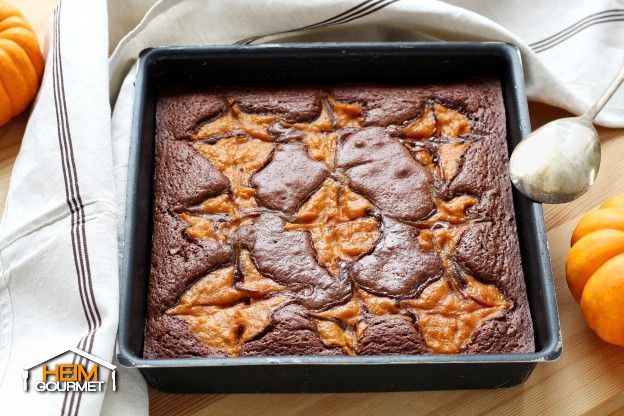 Marmorierte Brownies mit Kürbis