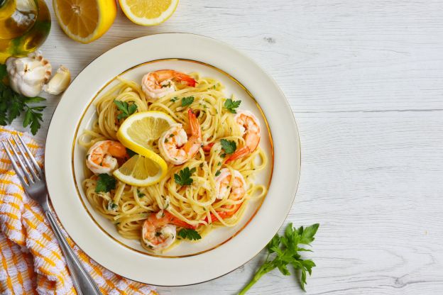 Spaghetti al limone e gamberi