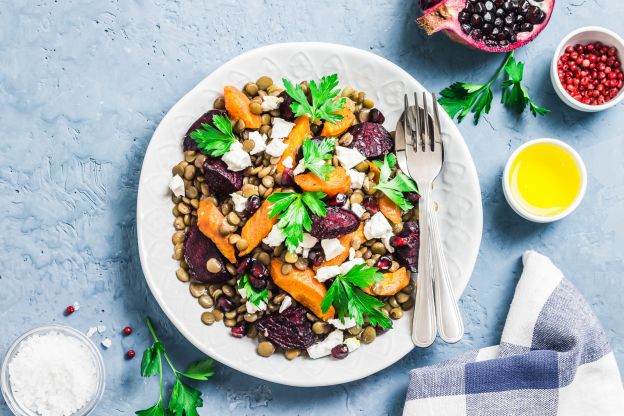 Linsensalat mit Süßkartoffel