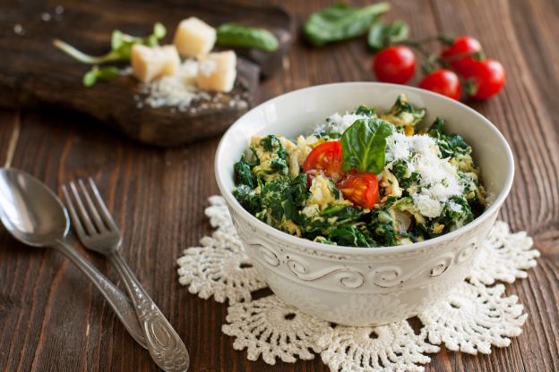 Rührei mit Parmesan und Spinat