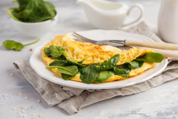 Omelette mit frischem Spinat