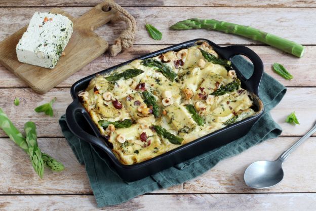 Vegane Lasagne mit Spargel und Tofu