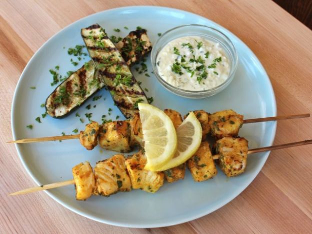 Marinierte Fischspieße