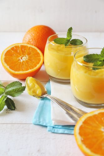 3. Gang: OrangenCreme mit Grand Marnier und Orangenkonfitüre