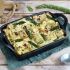 Vegane Lasagne mit grünem Spargel und Tofu