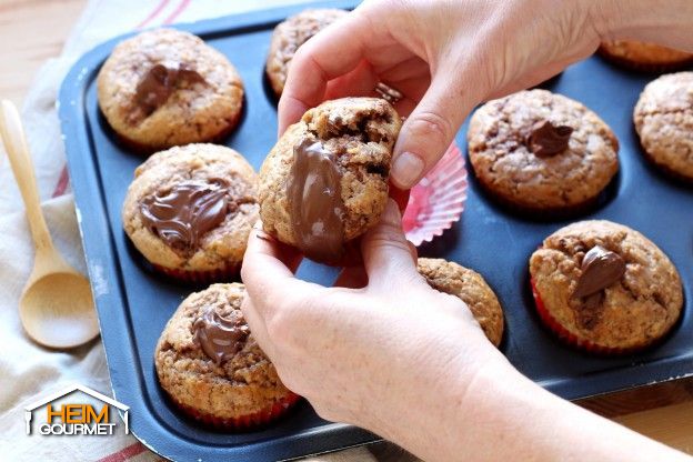 Schokoladenmuffins mit Nutellakern