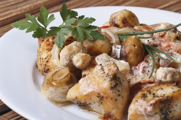 Gebratene Hähnchenbrust mit Champignons