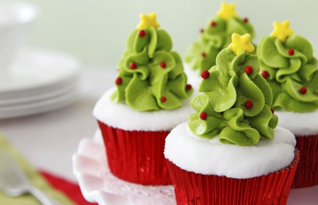 Weihnachtsbaum-Cupcakes
