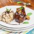 Dessert Menü 2: Veganes Walnusseis mit Schokoladenbirne