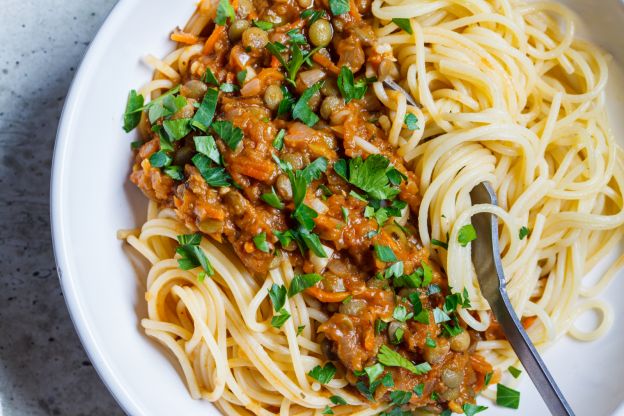 Hauptgang: Spaghetti mit Linsenbolognese
