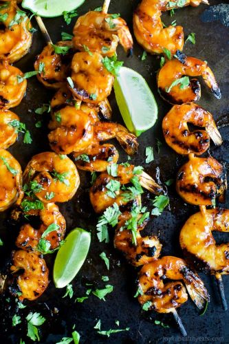 Honig-Sriracha-Shrimps