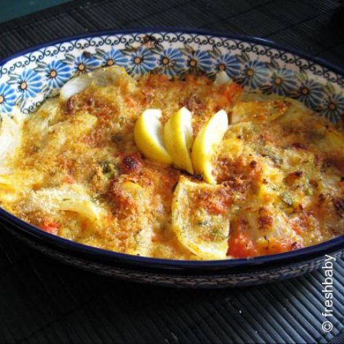 Fenchelgratin mit Tomaten und Mozzarella