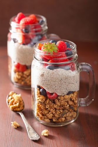 Joghurt auf Müsli