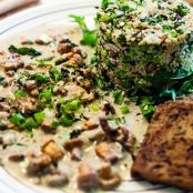 Couscous mit Erbsen & Pfifferlinge in Sahnesauce