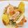 Maishühnchen mit Flusskrebsen, Bohnen und Kartoffelroulade