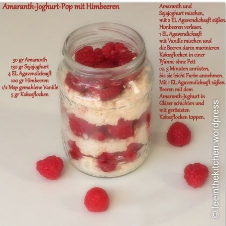 Amaranth Jogurt Pop mit frischen Himbeeren