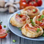 Blättertag Taschen mit Schinken und Frischkäse